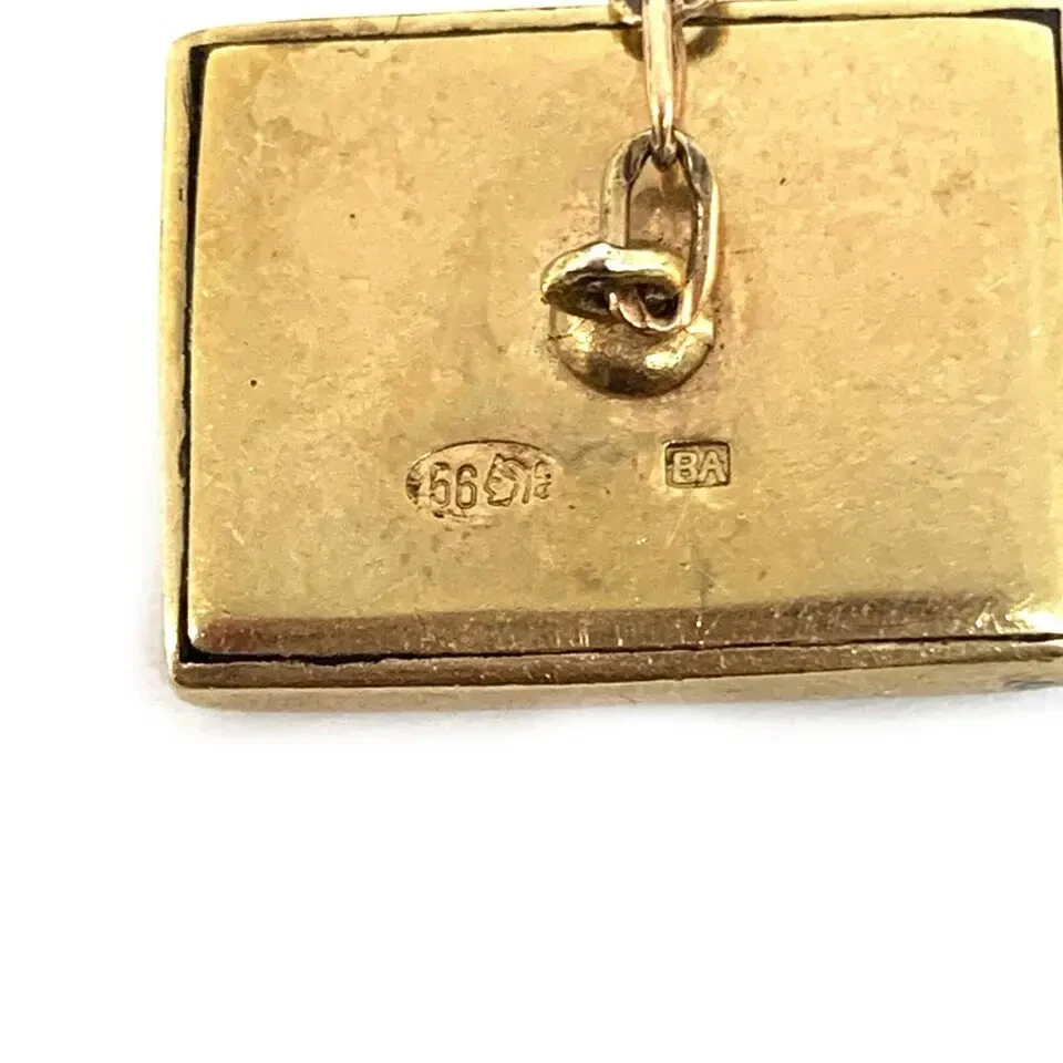 Gemelos vintage esmaltados perlas oro 14k camafeo forma rectangular Foto 4 de 4