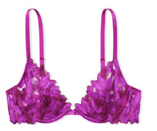 VICTORIA'S SECRET UNLINED FLORAL EMBROIDERED DEMI BRA. NWT