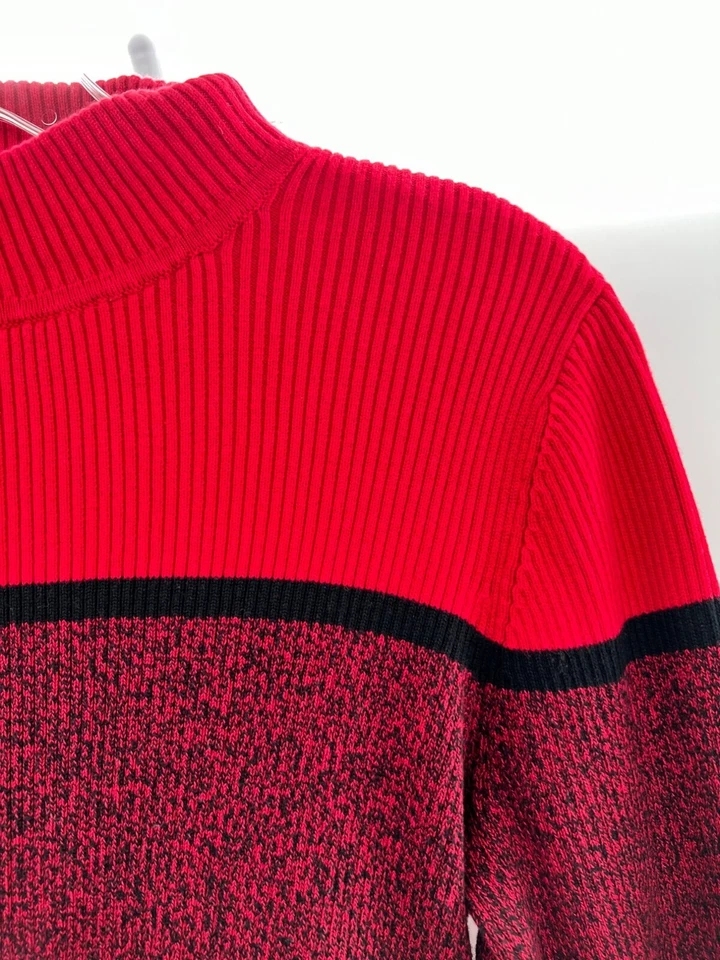 Karen Scott Women's Pullover Sweater Mock Neck Red/Black Size Medium - Image 4 of 4