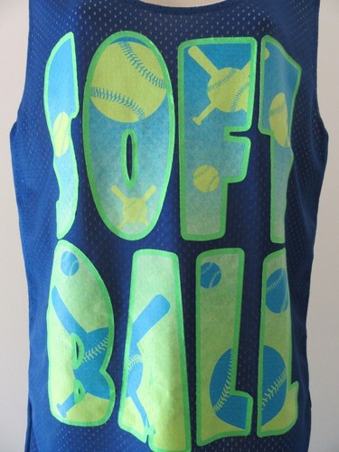 SOFTBALL Damen Tank Top SMALL Teenager Mädchen Mesh Sport Top blau Batik - Bild 6 von 12