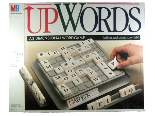 UpWords Board Word Game Vintage 1988 3-D Milton Bradley Complete