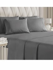 Cal King Sheet Set-6 Piece Set-Hotel Luxury Bed Sheets-Extra Soft- Gray