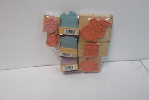 BABY SHOWER ASSORTED WOODEN STAMPS SET OF 8 NEW - Picture 2 of 2