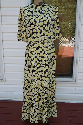 Donna Morgan Yellow Roses Maxi Dress 14! Gorgeous!! New!