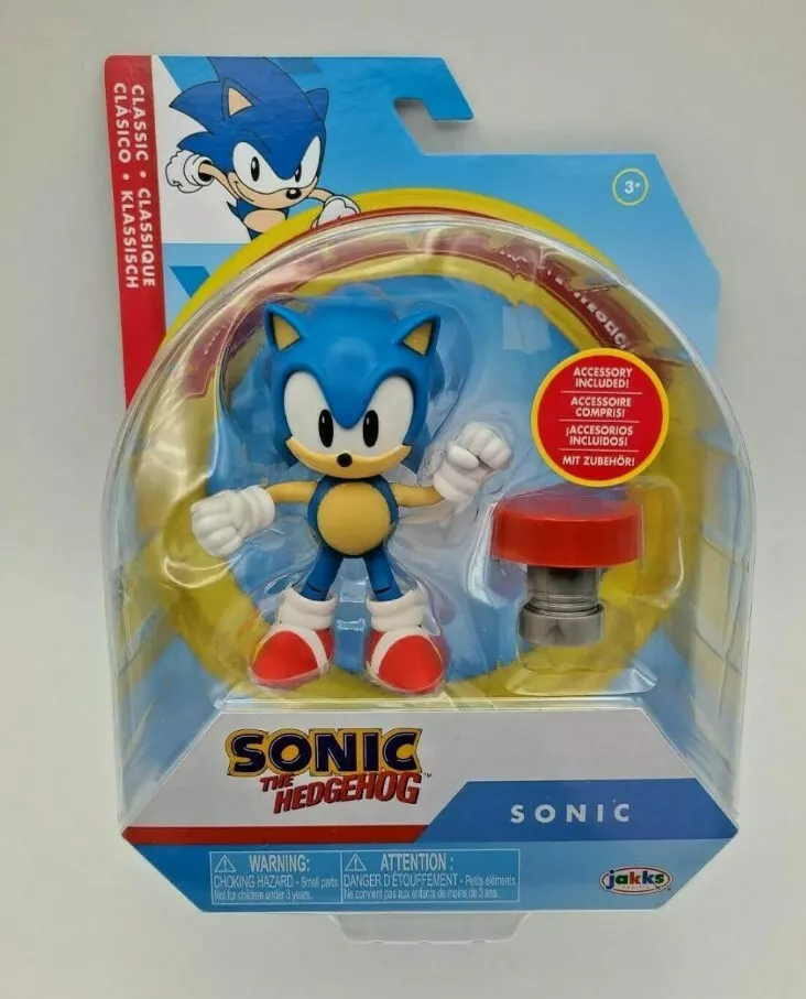  Sonic The Hedgehog 4-Inch Action Figure Classic Sonic with  Spring Collectible Toy : Toys & Games