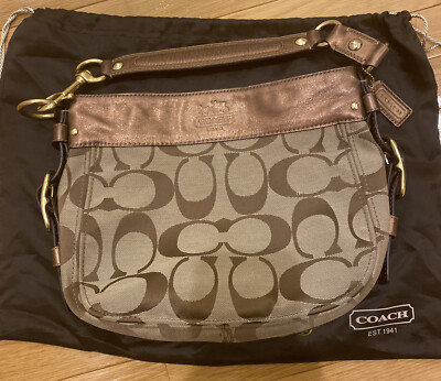 Coach 12657 Purse Shoulder Handbag - Brown W/ Bronze Genuine