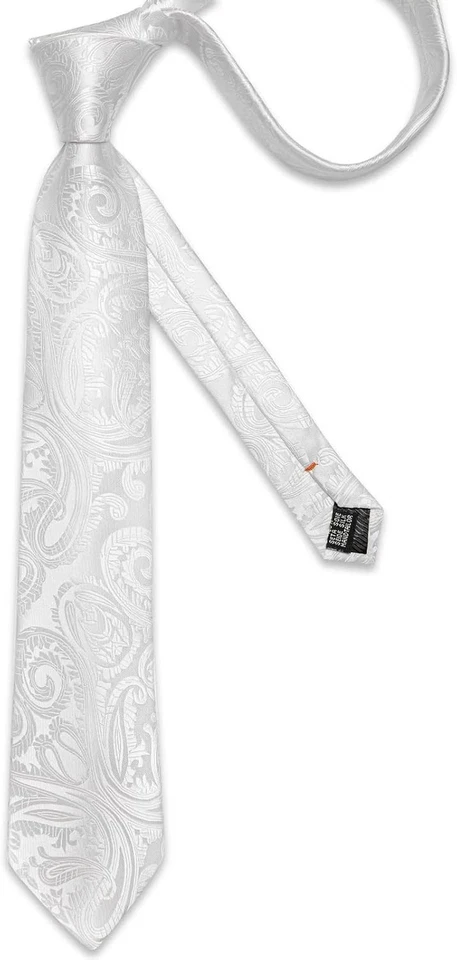 Paisley Ties for Men Silk Necktie and Pocket Square Cufflinks Tie Clip Set Woven - Image 4 of 4