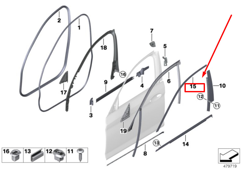 NEW BMW 5 G30 FRONT RIGHT WINDOW FRAME COVER 51337390114 7390114  