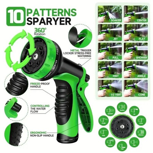 Garden Hose Heavy Duty 25-100FT Expandable Flexible Pipe Water Spray Gun UK - Picture 5 of 14