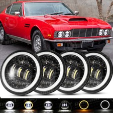 4PCS 5-3/4 inch 5.75" Round LED Headlights Halo DRL for 1971 Aston Martin DBS V8