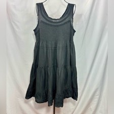 Lucky Brand boho black cinched mini dress size L