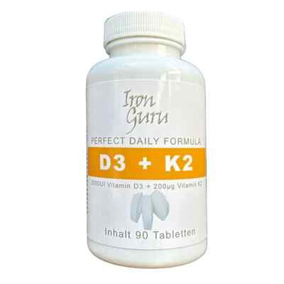 Vitamin D3 (2000UI) + K2 (200µg) 90 Tabl. - IRON GURU, Neu
