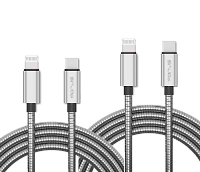 For iPhone 11 12 13 14 Pro Max SE Fast Charge 3ft and 6ft Metal PD USB-C Long