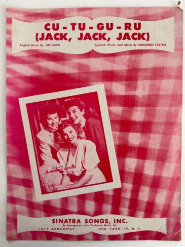 1946 partition de musique vintage Cu - Tu - Gu - Ru (Jack, Jack, Jack Andrew Sisters - Photo 1 sur 2