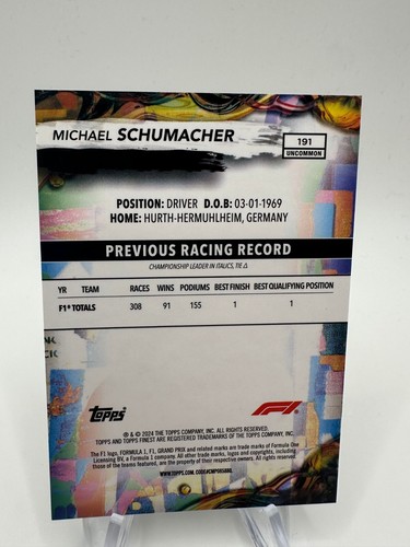 Topps Finest Formula 1 2024 F1 # Michael Schumacher # 191 # Gold Refractor /25🔥 - Bild 2 von 2