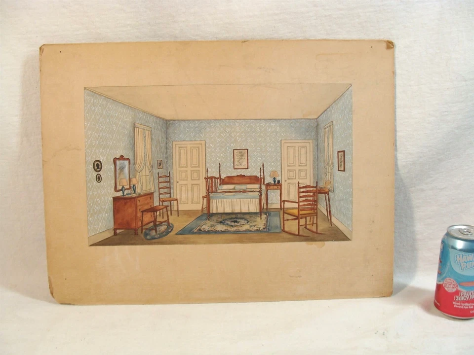 Dormitorio interior arte popular original del siglo XIX con pintura Foto 2 de 4