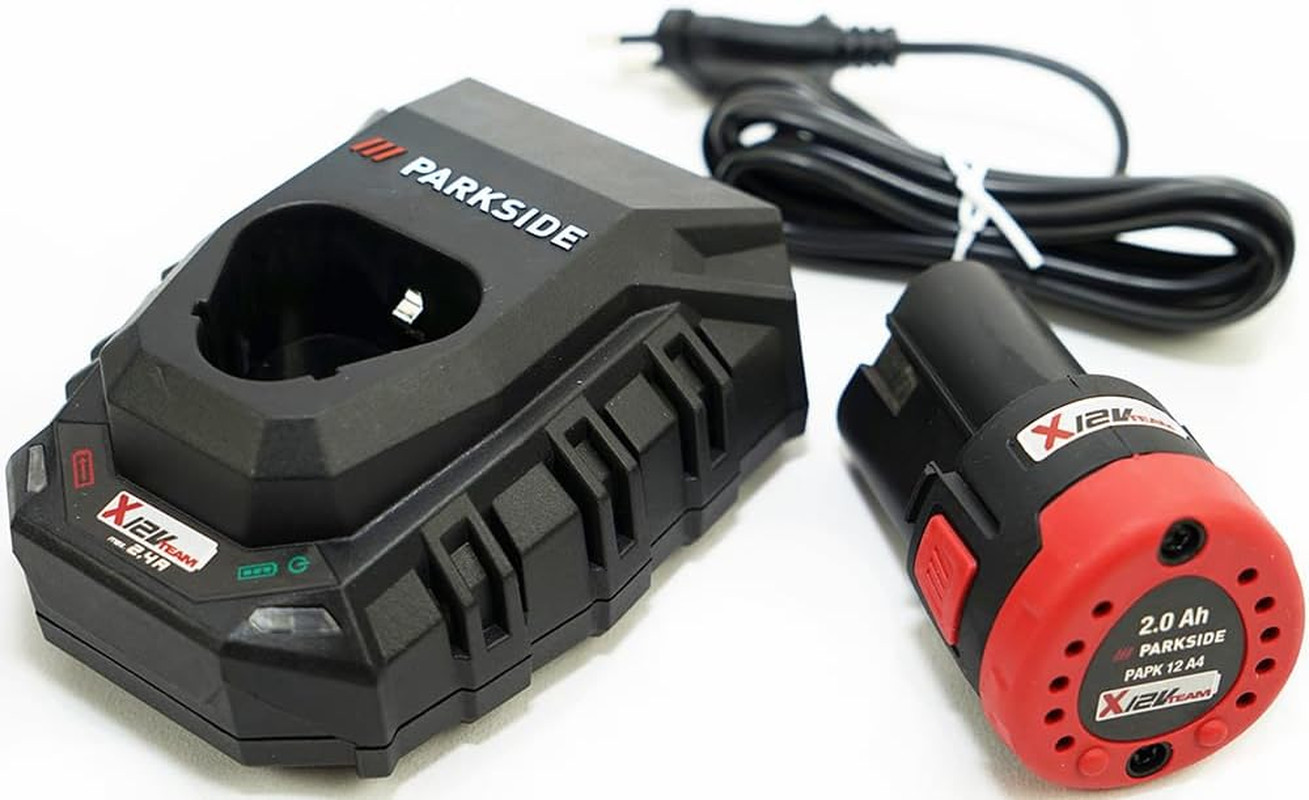 Set Parkside 12V Originale: Batteria Li-Ion 2Ah e Caricatore PLGK 12