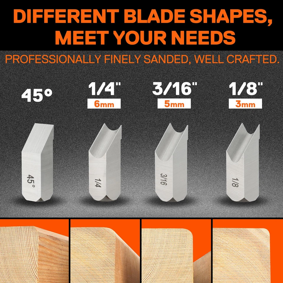 Avión de bisel JORGENSEN plano de esquina de borde 4 cabezales de corte espacio de almacenamiento plano de mano Foto 4 de 4