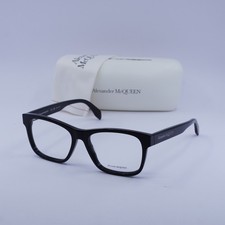 NEW Alexander McQueen AM0307O 001 Shiny Black 55mm Eyeglasses