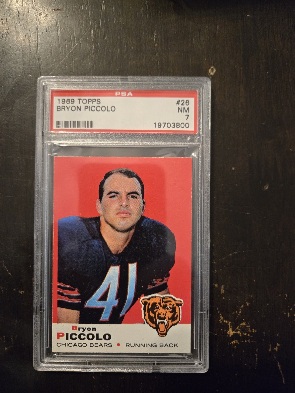 1969 Topps - Brian Piccolo #26 Name Misspelled as Bryon and Bryan (RC) PSA 7