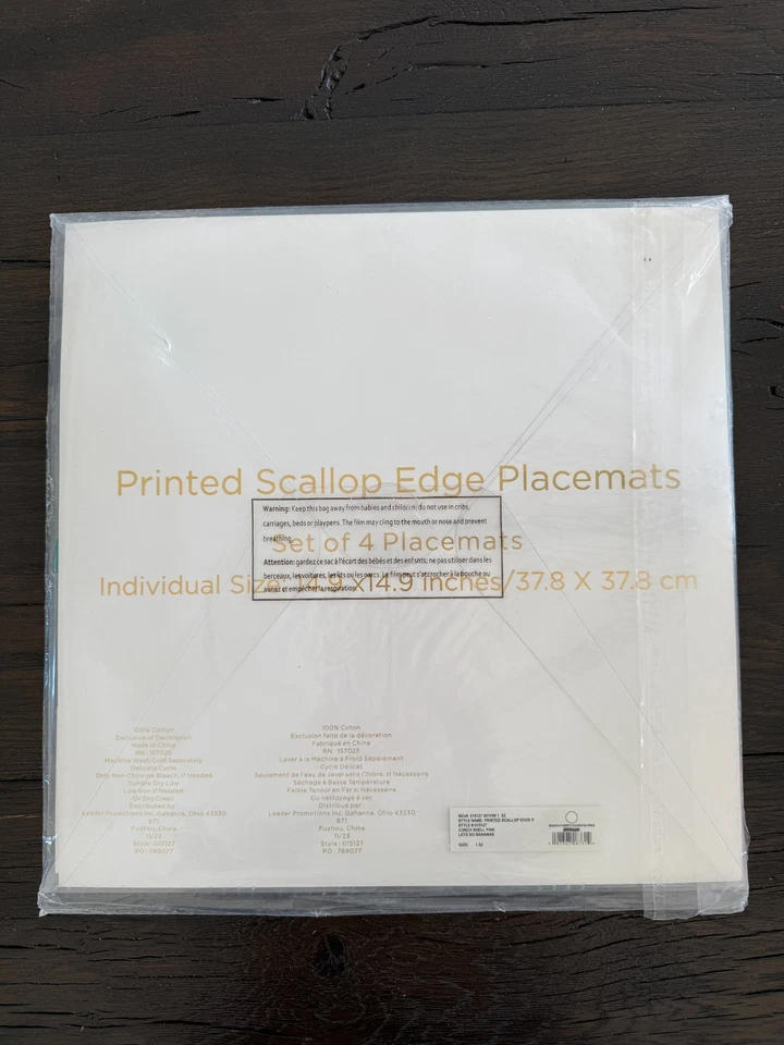 Lilly Pulitzer напечатано Scallop края коврики комплект из 4 раковины розовый новый нераспечатанный - Изображение 2 из 3