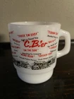 Vintage Fire King, CB'er Trucker Milk Glass Mug Coffee Cup USA Anchor Hocking