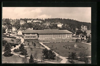 Postcard Oberhof/Thür., view to the Hall of Friendship from the bird's eye view 