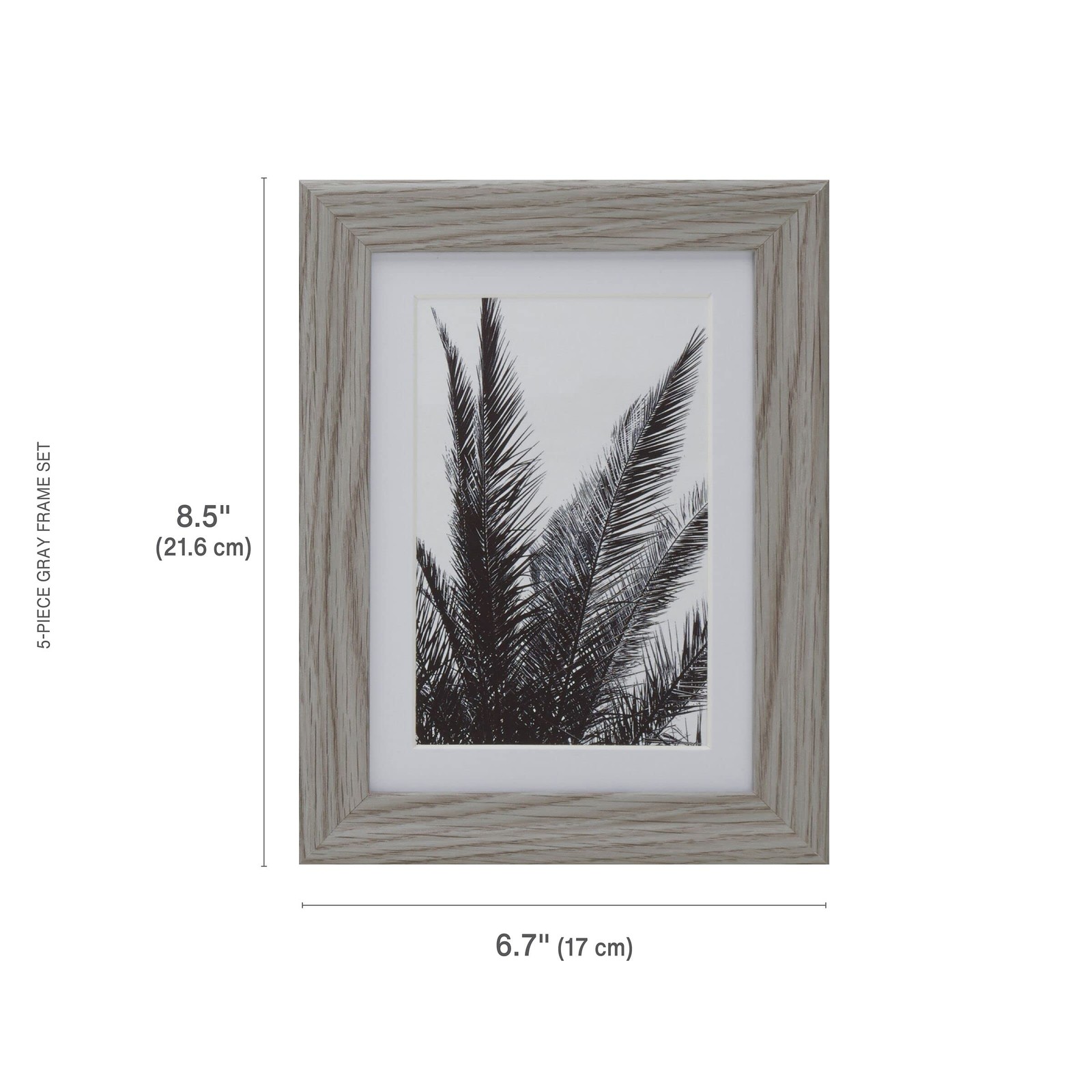 Set of Five 6.69 x 8.46 Inch Gray Wood Photo Frame to Hold 5x7 Photo Without ...