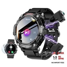 Black Earbuds for Men's Smart Watch with Earbuds for Android Phones