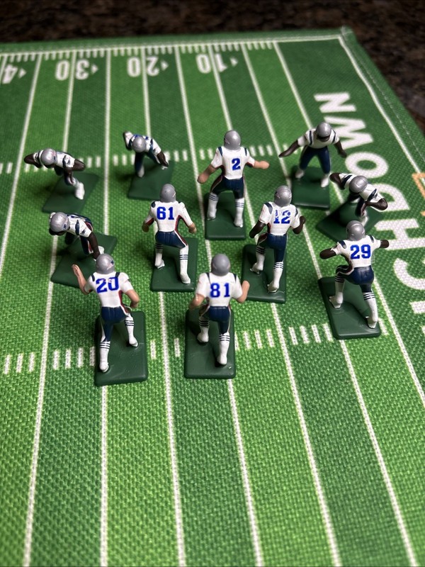 (11) Tudor Electric Football Patriots WJ/WS Stamped Helmet Team