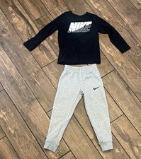 Kids Nike Sweat Jogger Set Black And Grey Size 6 Medium Youth Boys