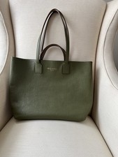 Borsa Cruciani Made In Italy reversibile in pelle verde/marrone doppio manico
