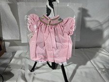 Rosalina Baby Collections Gingham Smocked Doll Bishop Dress  Bloomers NEW DB