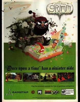 American McGee's Grimm Magazine Ad 2008 Vintage Dark Fantasy Art GameTap PC