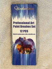 12pc Professional Artist Paint Brush Set, Ribbon, Watercolor, Acrylic, Oil