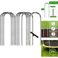 8-Pk 10" Heavy Duty Galvanized Steel Trampoline Stakes High Wind Ground Anchors