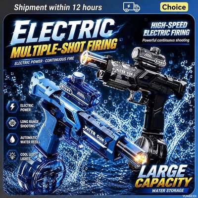 Electric Water Gun with Flashing Function Continuous Spray Water Gun Summer Outd