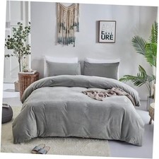 Grey Velvet Comforter Sets Full Fluffy Light Gray Bedding Sets Warm Winter