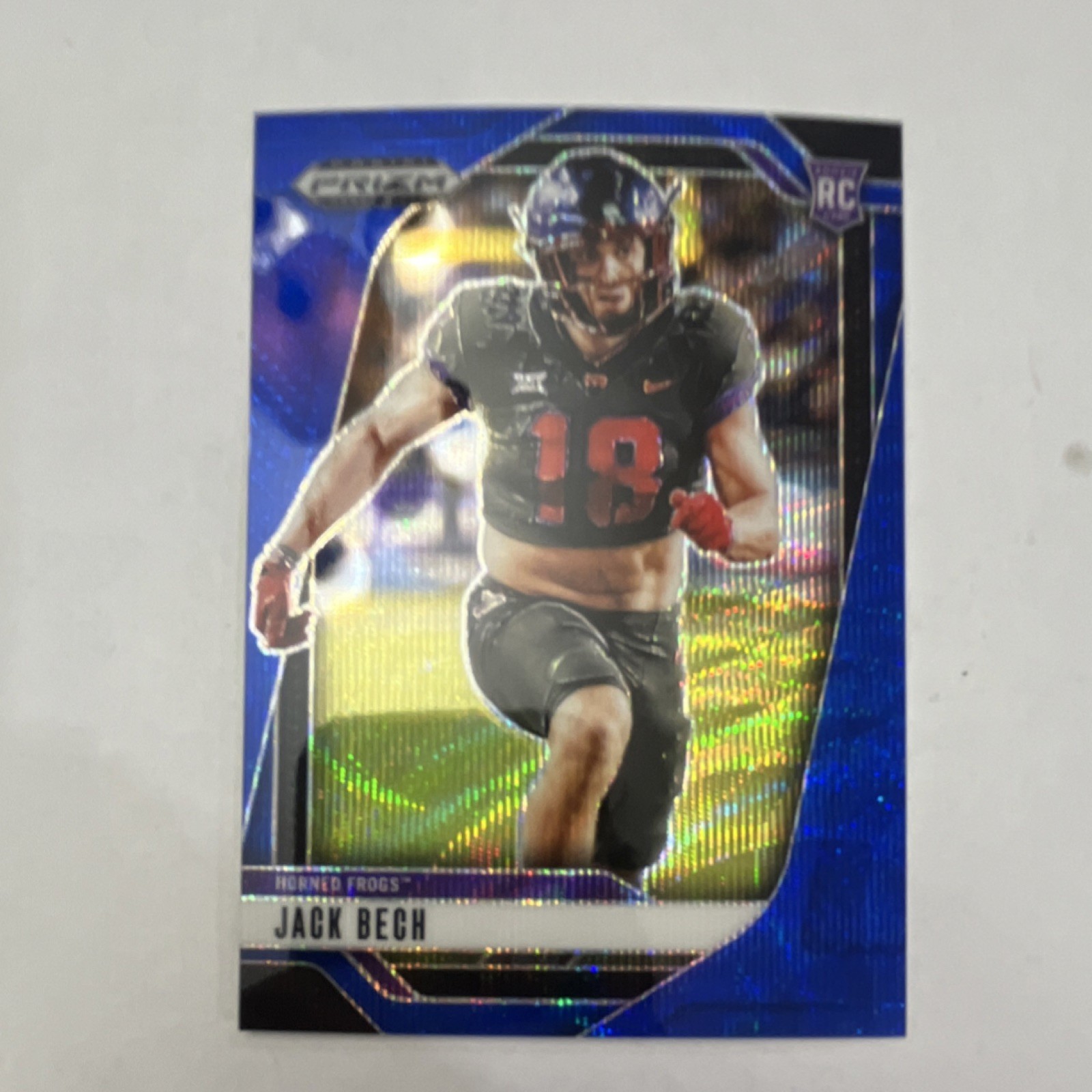 2025 Panini Prizm Draft Picks Jack Bech #118 Blue Wave Prizm /299 TCU Rookie