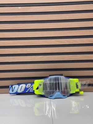 Like New - 100% Armega Goggle Forecast Rolloff - Blue / White - Clear Lens