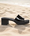 Authentic Gucci Black Embossed Patent/Rubber Platform Slide Mules IT (38)7.5-8.5 — photo 4