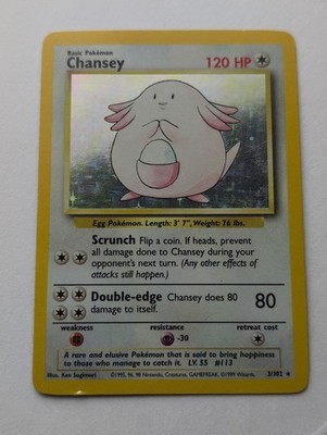 Chansey Base Set 003/102 Holo Rare Unlimited English HP 120 1999