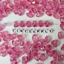 12MM AB Color Plated Pink Heart Acrylic Spacer Beads