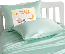 Toddler Satin Pillowcases, Set of 2, Zipper, Cyan