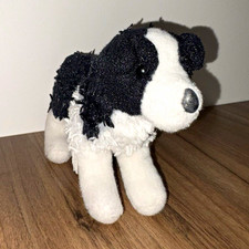 Black  White Dog Plush Stuffed Animal Toy Small 6-14 in Ages 3 
