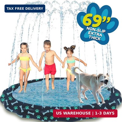 SplashEZ Non Slip Splash Pad for Kids & Dogs, 69'' Extra Large Splash Pad Sprink
