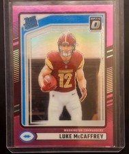 2024 Panini Donruss - Rated Rookie Luke McCaffrey #302 Optic Preview Pink Prizm