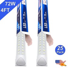 25 Pack Linkable 4Ft Led Tube Light 6500K 72W 7200Lm Linkable Led Shop Lights 4'