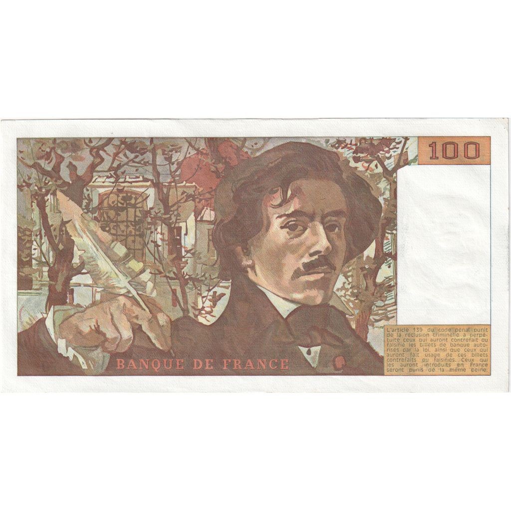1232232] France, 100 Francs, Delacroix, E.70, AU | eBay