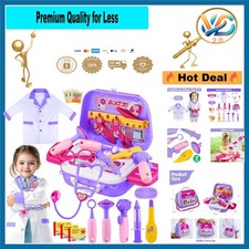 Pretend Play Doctor Set for Toddlers   22 Pieces with Costume  Carry Case